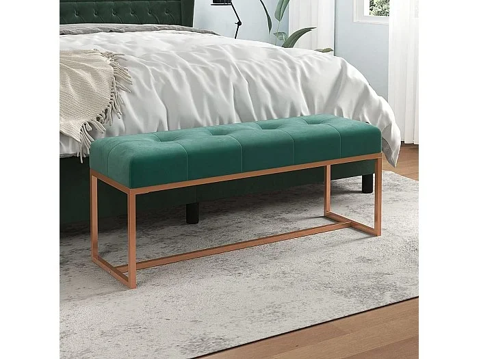 Banco de terciopelo verde oscuro 110x36x45 cm ES745006