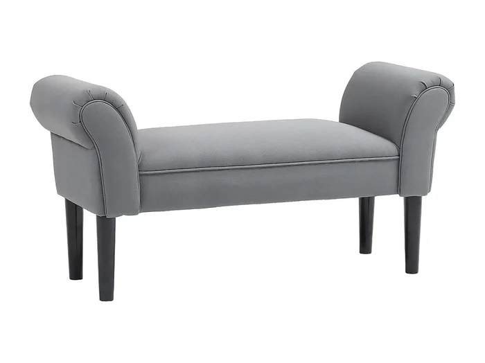 Banco multiusos tapizado, estructura de MDF, tejido voile, gris oscuro (102x36x51cm)
