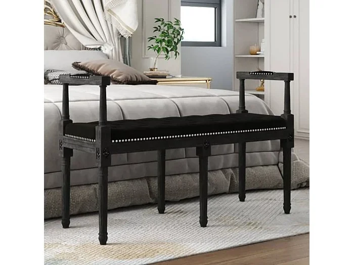 Banco negro 110x40x70 cm Terciopelo