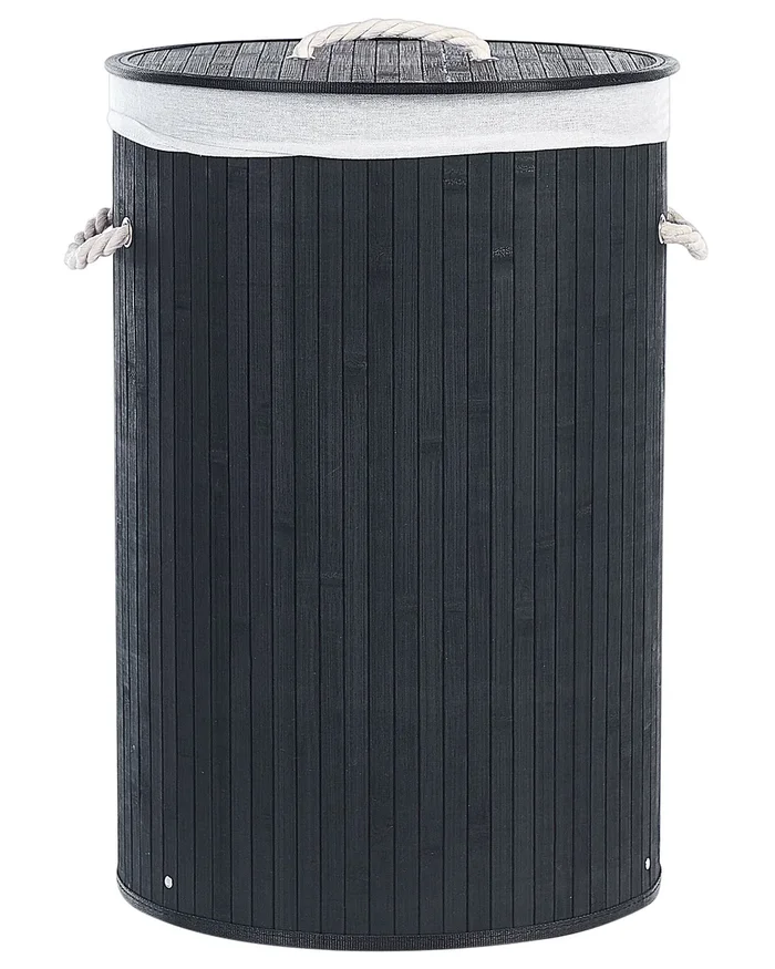 Basket SANNAR Bamboo Wood Black 75 L