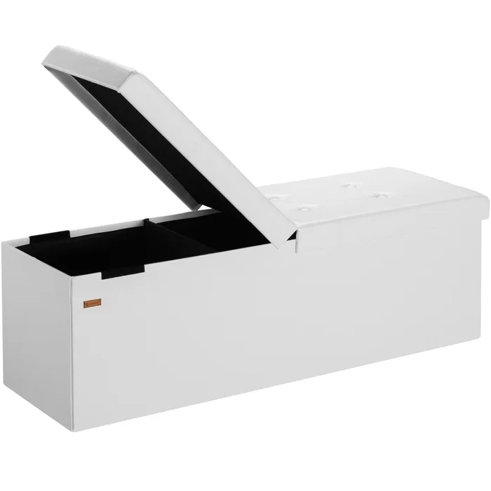 Baúl almacenaje y banco 2en1 blanco 115x38x38cm plegable