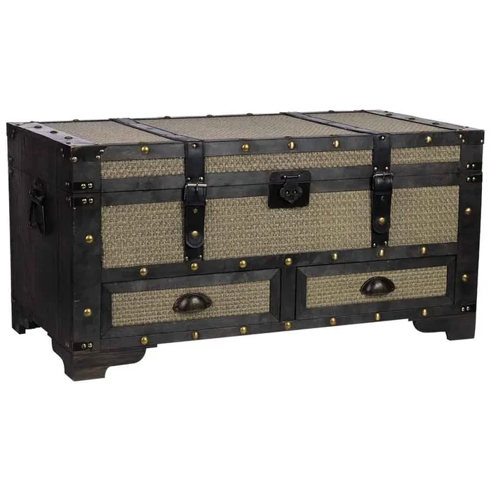 Baúl de madera marrón 90x45x45.5