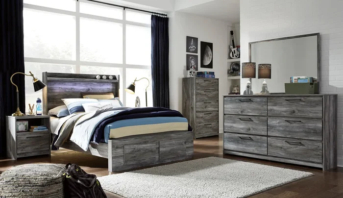 Baystorm Gray LED Storage Youth Platform Bedroom Set
