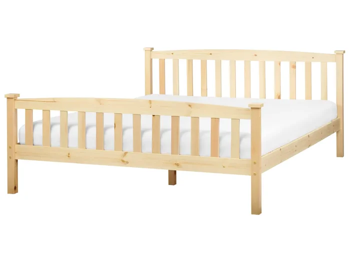 Bed Pine Wood GIVERNY 160 x 200 cm (EU King Size) Light Brown
