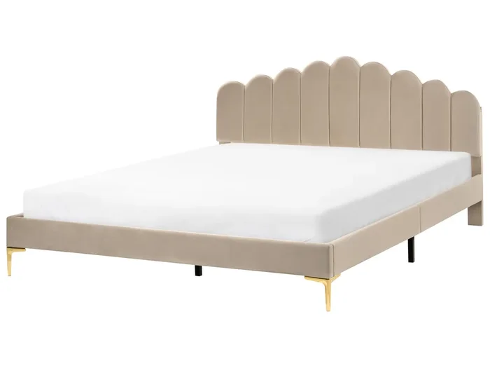 Bed Velvet SAUVIAN 180 x 200 cm (EU Super King) Taupe