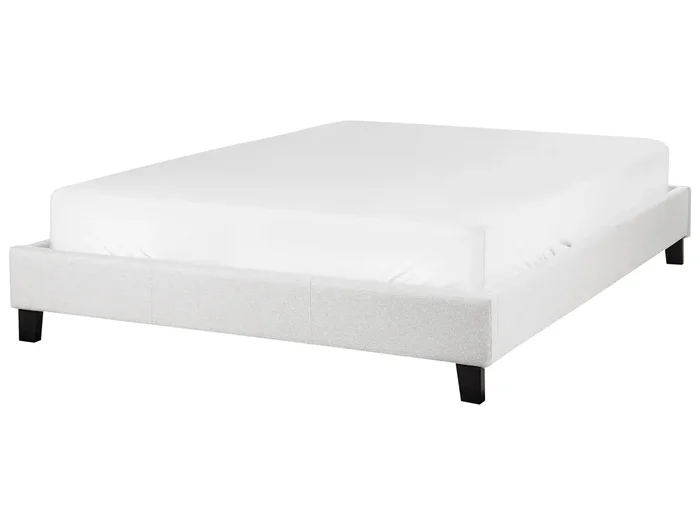 Bed without Headboard Fabric ROANNE 140 x 200 cm (EU Double) Light Grey