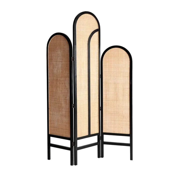 Beilen Parabán, de Madera de Pino, en color Negro/Natural, de 120x3x180cm – Lastdeco
