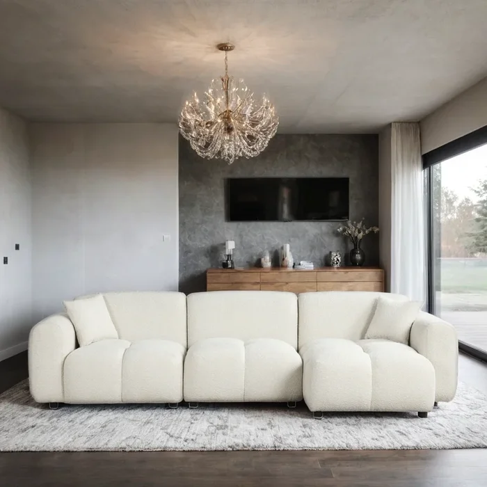 Bella Sand Boucle Fabric Sectional