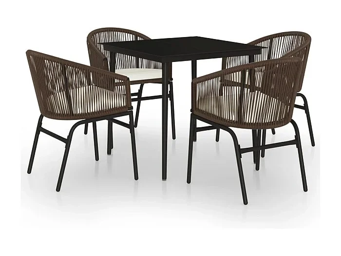Belric Juego de comedor de jardín 5 piezas con cojines marrón