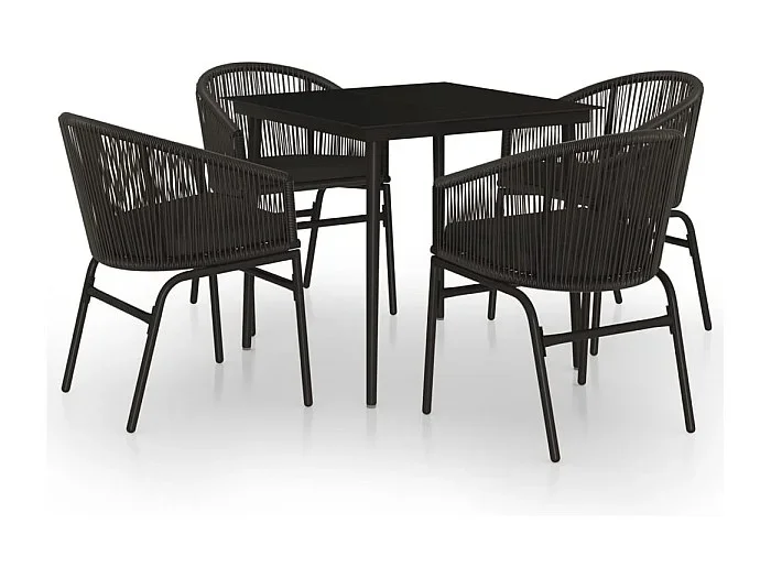Belric Juego de comedor para jardín 5 piezas negro