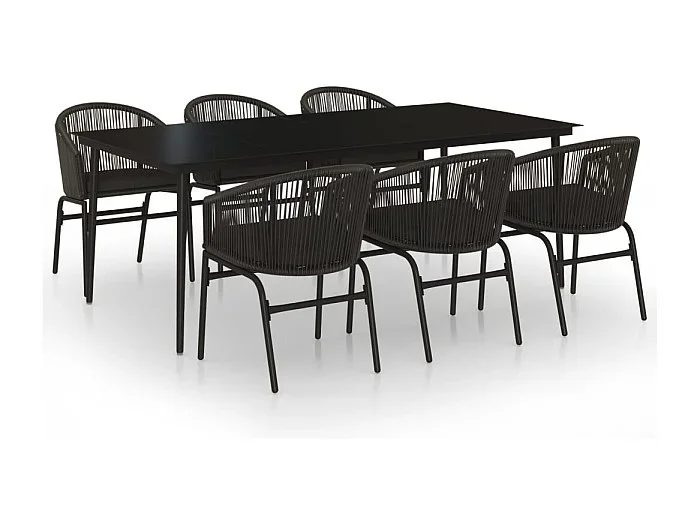 Belric Juego de comedor para jardín 7 piezas negro