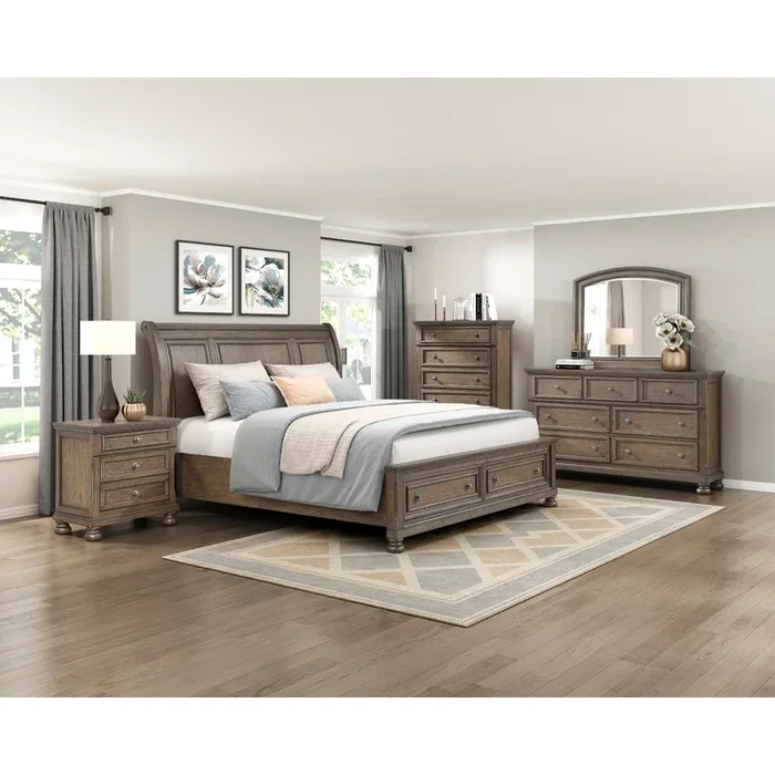 Bethel Antique Brown Storage Platform Bedroom Set