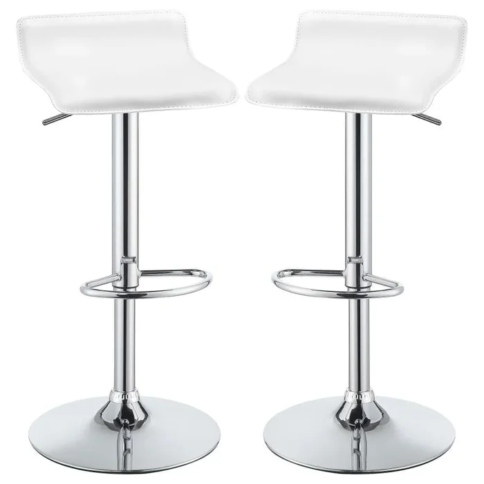 Bidwell White/Chrome 29″ Upholstered Backless Adjustable Bar Stools, Set of 2