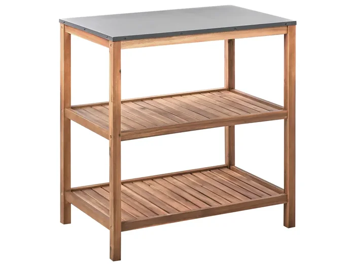 Big Kitchen Island BRUCOLI Acacia Wood Brown