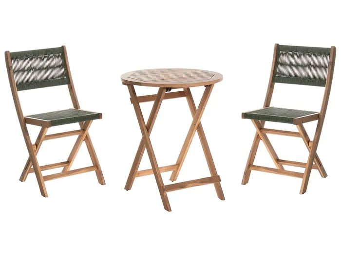 Bistro Set Folding PROSSEDI Acacia Wood Green