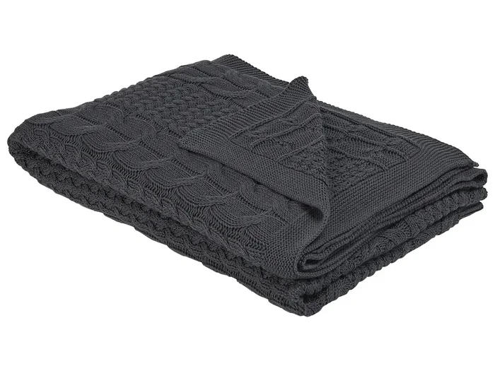 Blanket FETHIYE Cotton 140 x 170 cm Dark Grey