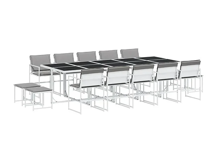 Blythe Juego de comedor de jardín 15 pzas con cojines textilene blanco