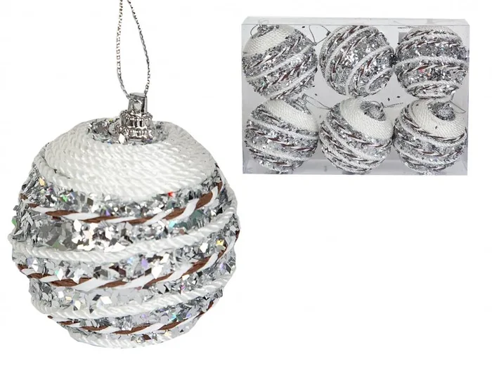 Bola Navidad Foam Cuerda Plata