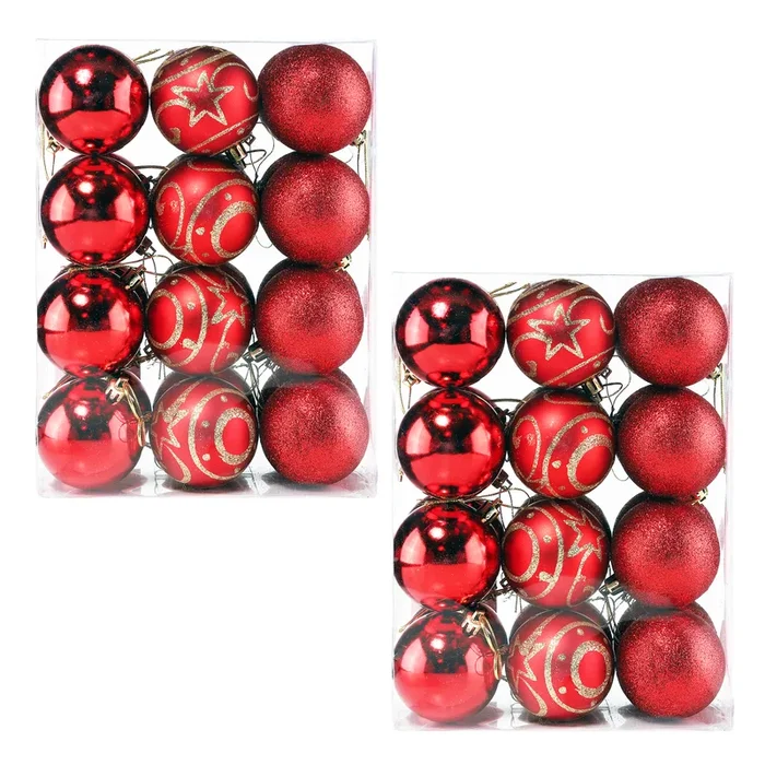 Bolas de navidad Rojas para árbol Set de 48