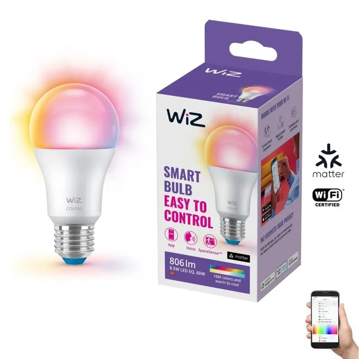 Bombilla LED RGB regulable A60 E27/8,5W/230V 2200-6500K Wi-Fi – WiZ