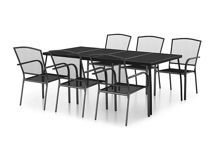 Booneville Juego de comedor de jardín 7 piezas acero gris antracita