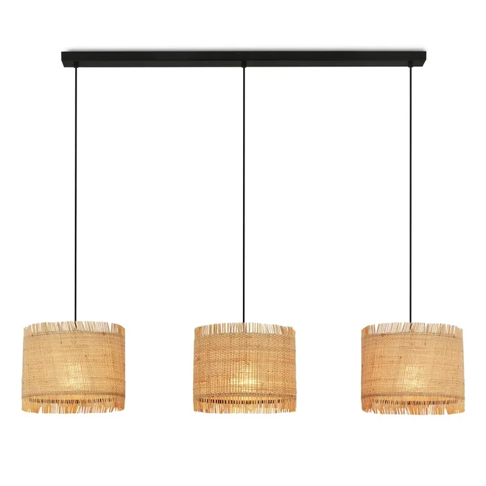 Borra lámpara colgante, 3 luces, color natural, paja