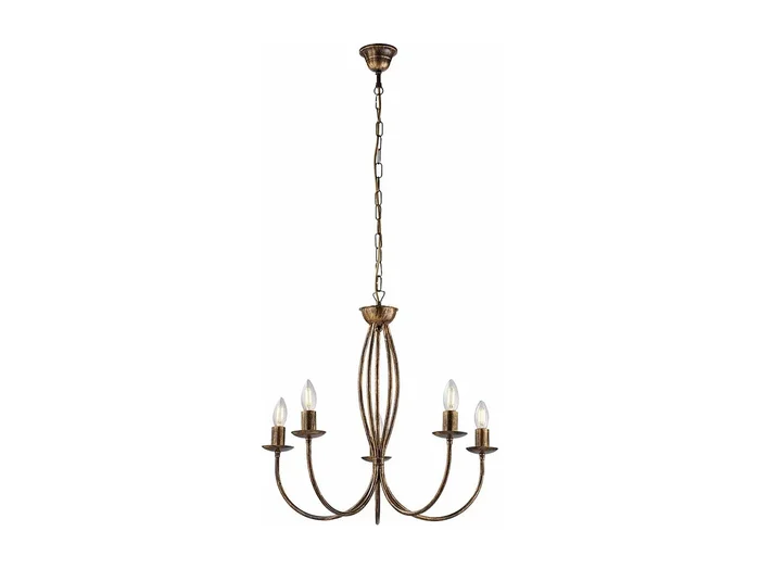 Botte – Lámpara de araña de hierro lacado en marrón con decoración. Oro antiguo 5 luces 113 – Ø55 – BL147-5-BR