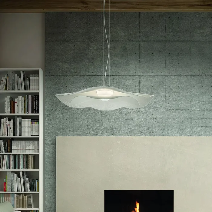 Bover lámpara colgante LED Mediterránia S/105.2, blanco/color crema