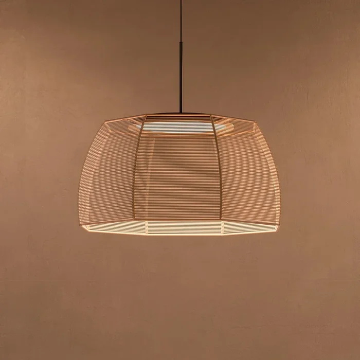 Bover lámpara colgante LED Tanit, Ø 61 cm, negro/beige, tela