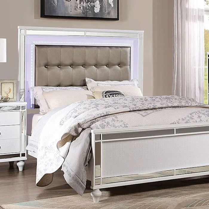 Brachium White LED King Panel Bed