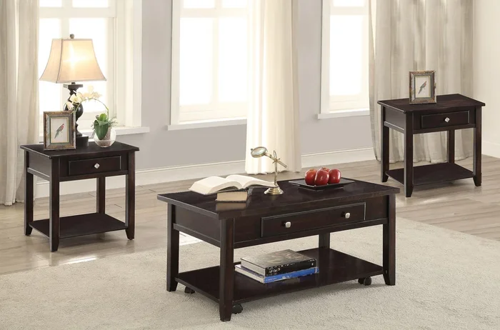 Bradford Walnut 3-Piece Lift Top Coffee and End Table Set