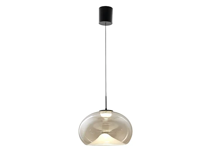 Brena – Lámpara colgante individual color coñac de Fabas Luce – LED regulable de 14 W – Lámpara de techo – Diámetro 33 cm
