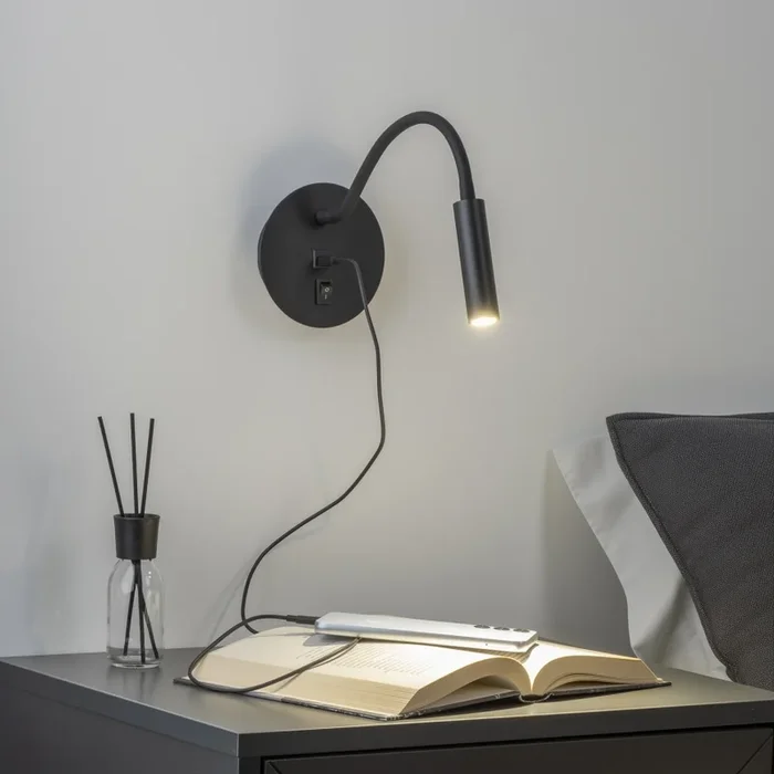 Brilagi – Aplique flexible LED con puerto USB MAYA LED/3W/230V negro