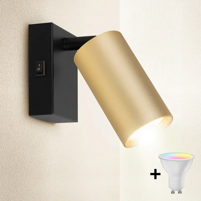 Brilagi – Aplique LED RGBW regulable de pared SELE 1xGU10/6,5W/230V 2700-6500K negro/dorado