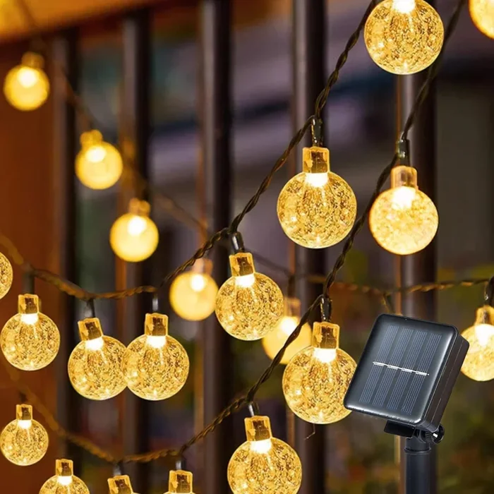 Brilagi – Cadena decorativa solar LED BUBBLE 200xLED/8 funciones 20m IP65 blanco cálido 800 mAh