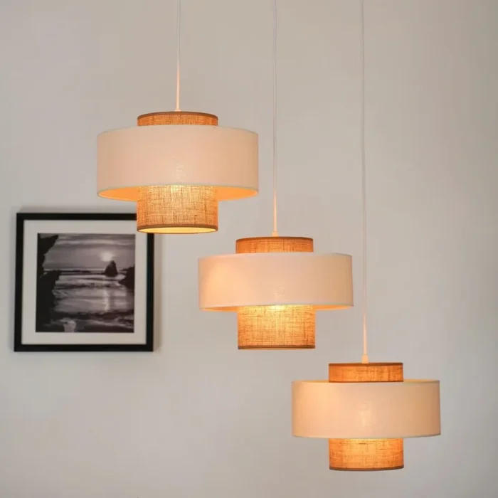 Brilagi – Lámpara colgante con cable DALLAS 3xE27/15W/230V marrón/crema/blanco