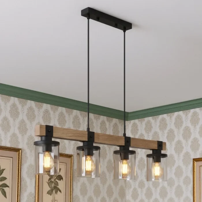 Brilagi – Lámpara colgante con cable VISTA 4xE27/60W/230V roble