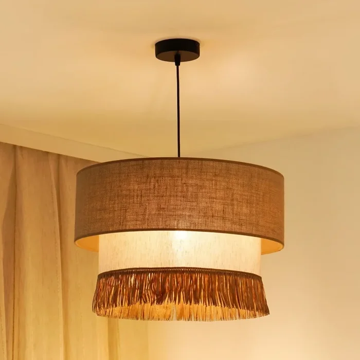 Brilagi – Lámpara colgante con cable WINNETOU BOHO 1xE27/15W/230V diámetro 45 cm marrón/crema