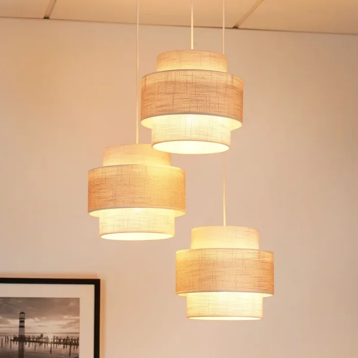 Brilagi – Lámpara colgante DOVER SPACE 3xE27/15W/230V gris/color crema