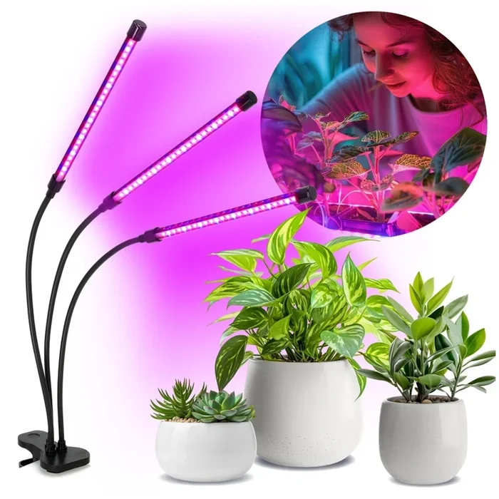 Brilagi – Lámpara de mesa LED regulable y flexible con pinza para cultivo de plantas VITABLOOM 3xLED/10W/230V negro