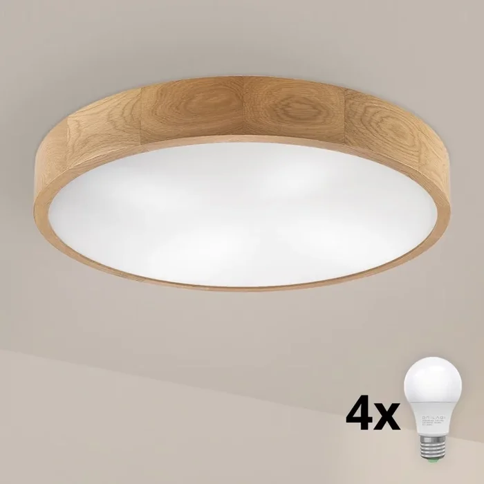 Brilagi – Lámpara de techo LED CARVALHO 4xE27/60W/230V roble, Ø 57,5 cm