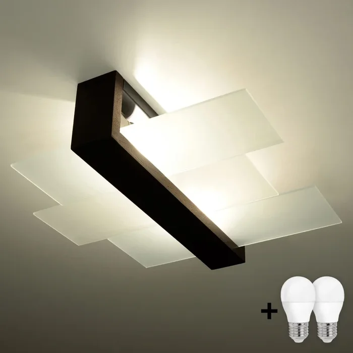 Brilagi – Lámpara de techo LED HERA 2xE27/7,5W/230V 43×43 cm wenge