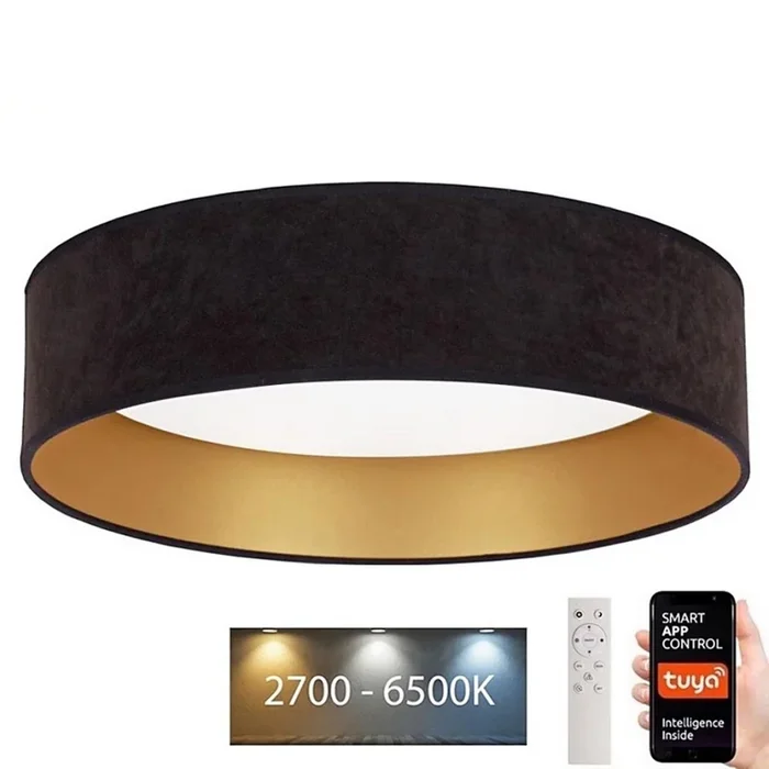 Brilagi – Lámpara de techo LED regulable VELVET SMART LED/24W/230V Ø 45 cm 2700-6500K Wi-Fi Tuya negro/dorado + mando a distancia