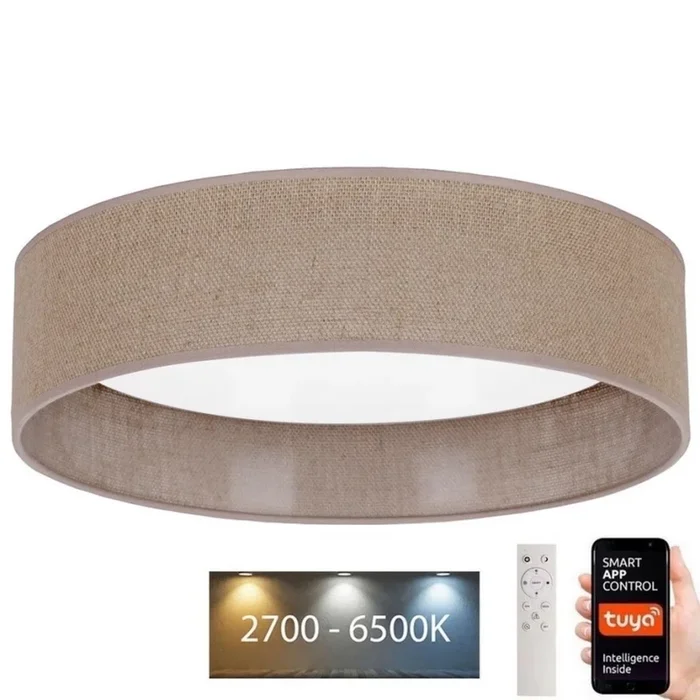 Brilagi – Lámpara de techo LED regulable VELVET SMART LED/36W/230V Ø 55 cm 2700-6500K Wi-Fi Tuya marrón + mando a distancia