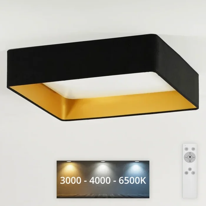 Brilagi – Lámpara de techo LED regulable VELVET SQUARE LED/24W/230V 43×43 cm 3000/4000/6500K + mando a distancia, color negro