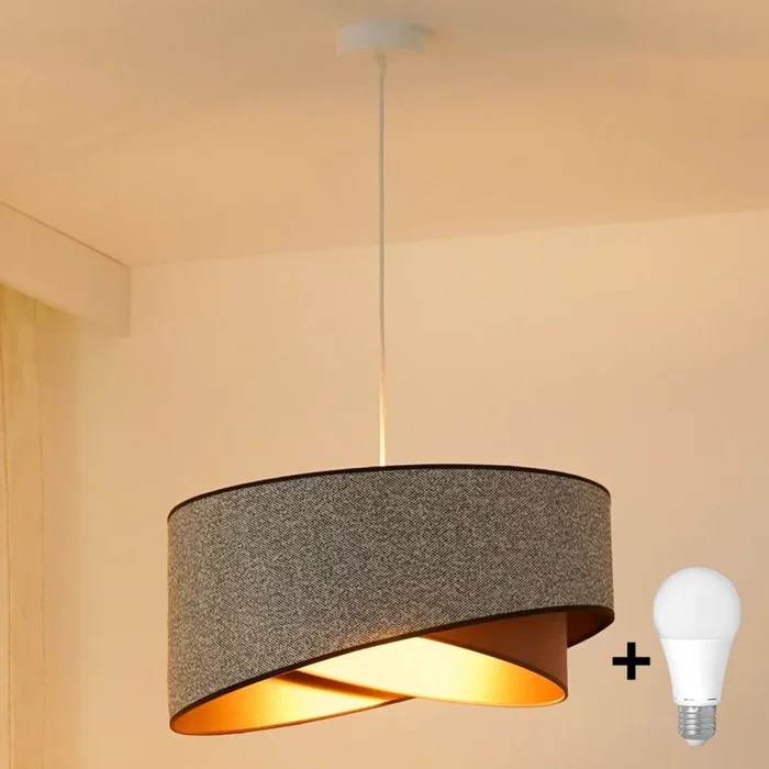 Brilagi – Lámpara LED colgante LYRA 1xE27/15W/230V gris/color crema/dorado