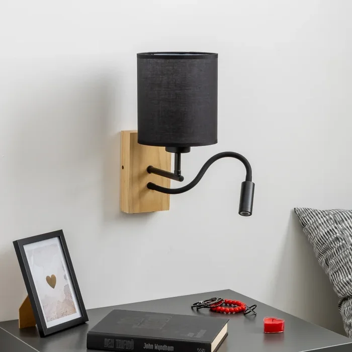 Brilagi – LED Aplique flexible NUBILA WOOD 1xE27/25W/230V + LED/3W roble/negro