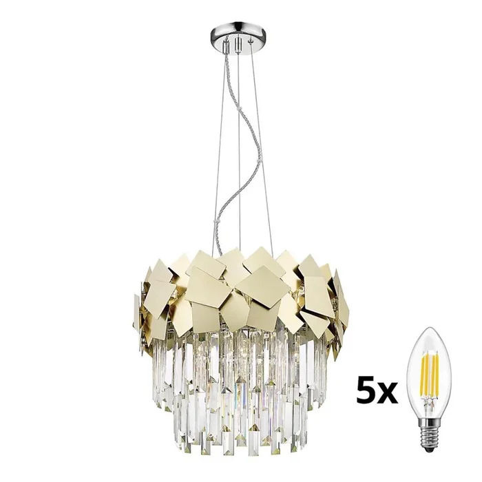 Brilagi – LED Lámpara de araña de cristal sobre cable MIRAGE 5xE14/40W/230V
