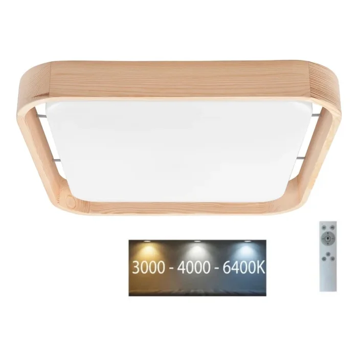 Brilagi – Luminaria de techo LED regulable MANAROLA CUBIC LED/24W/230V 45×45 cm 3000-6500K pino + mando a distancia