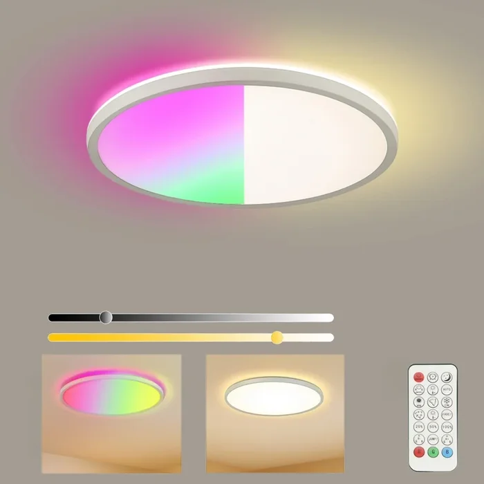 Brilagi – Plafón de techo LED RGBW regulable ULTRA SLIM LED/18W/230V 2700-6500K diámetro 30 cm blanco + mando a distancia